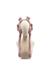 Women's Bear Earmuffs with Flappy Ears in Pink - Pink - Size: One Size