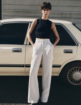 Donna Pantaloni Cargo Seta Crêpe Eleganti 42