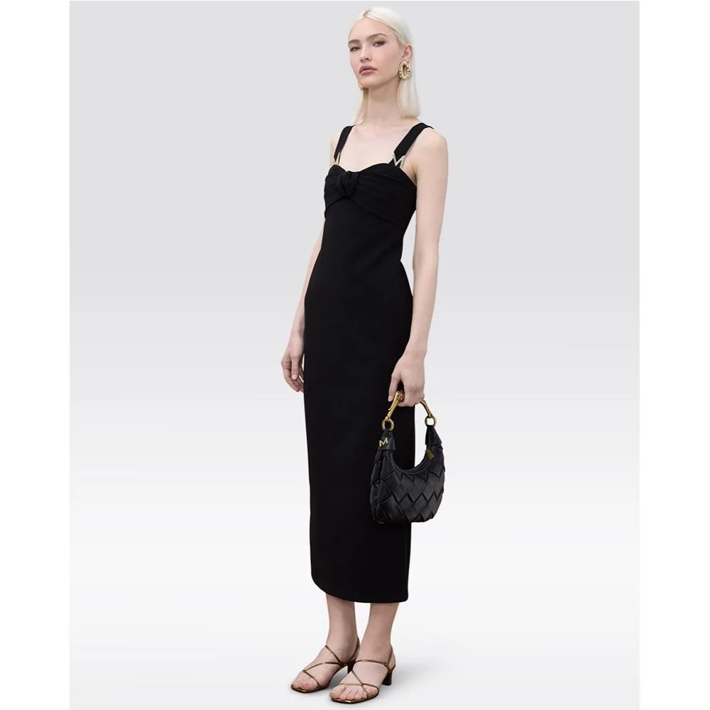Vestido midi ajustado con nudo en el escote - Lola Casademunt - FashionsVida