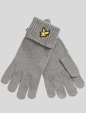 Men's Merino Wool Blend Gloves Mid Grey Marl - Lyle & Scott - FashionsVida