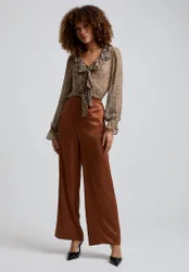 Leon Wide Leg Trouser In Brown - 8