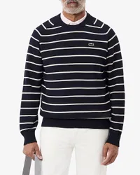 Maglia blu a righe bianche in puro cotone
