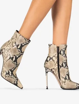 Patent Leather Short Boots For Women Stilettos Autumn New High Heel Pointed Toe Boots Snake Pattern Suede Fashion Single Shoes - Aliexpress - FashionsVida