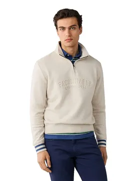 FaÇonnable Felpa Con Mezza Zip College Print Light Beige L