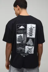 Herren Schwarzes Oversized T-Shirt mit Rückenprint Black Größe 2XL