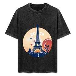 Paris 2024 Ukiyo-e T-Shirt Work Daily Short Sleeve Top