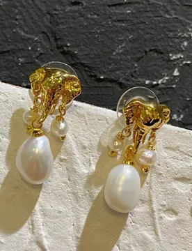 Brass Real Freshwater Pearl Animal Earrings Women Jewelry Punk Party T Show Gown Runway Trendy Korean Japan Israel Style INS - Aliexpress - FashionsVida