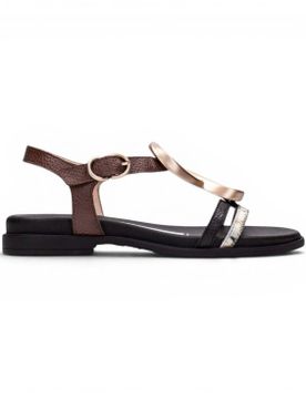 Para mujer. CHV264765 Sandalias Bali (41), Piel, Marrón, Plano, 1 a 3cm, Hebilla, Casual