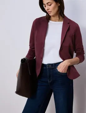 Basic Blazer aus Jersey female Rot