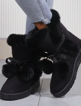 Botas de nieve para mujer de ante cálidas, nuevas para otoño/invierno 2026, de moda, con suela plana, botines de tobillo para exterior - Shein - FashionsVida