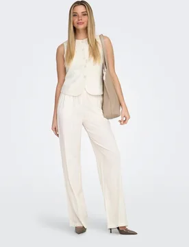 Pantalón ancho de mujer de tiro medio - Only - FashionsVida
