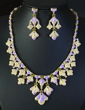 Light Luxury Maple Leaf Shape High Quality Oil Painting Design Jewellery Necklace Earrings Set Women Gift Banquet Wedding M-674 - Aliexpress - FashionsVida