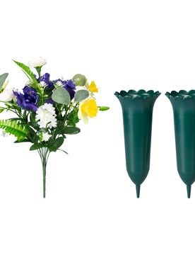 Grabstrauß-Set, 3-teilig gruen gelb lila
