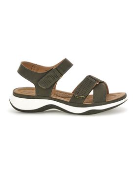 Sandali verdi con zeppa e fasce incrociate T18711 39