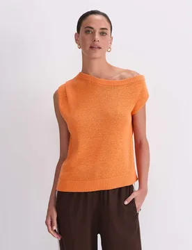 Cotton Blend Textured Knitted Top Orange female - Sportscraft - FashionsVida