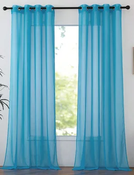 Pieza Elegante cortina transparente azul de voile con diseño de bolsillo para barra, adecuada para dormitorio, sala de estar, cocina, baño, decoraci - Shein - FashionsVida