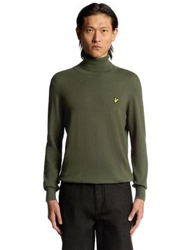 Maglione collo alto verde in merino KN2103VC