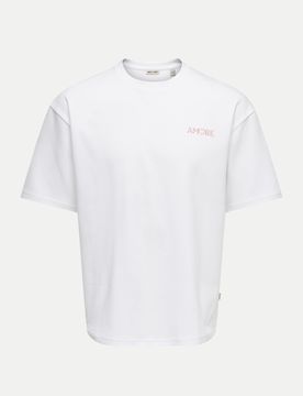 T-Shirt mit Aufdruck Weiß L