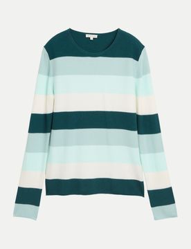 Gestreifter Strickpullover Mehrfarbig XXL
