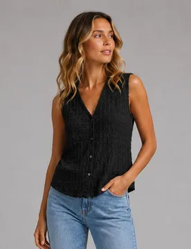Top sin mangas con escote de pico - Vila - FashionsVida