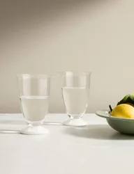 Set of 2 Footed Hi Ball Glasses White Mix