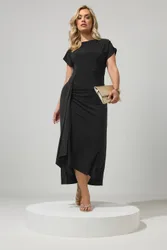 Gather Detail Maxi Dress - Black - Size: 10