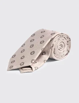 Geometric Pure Silk Tie Cream Mix male - MOSS - FashionsVida