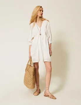 Robe courte en mousseline avec dentelle - TWINSET - FashionsVida