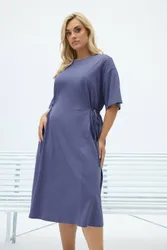 Front Tie Midi T-Shirt Dress - Indigo - Size: 22-24