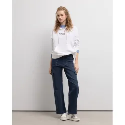 Pantalón recto liso de algodón de mujer