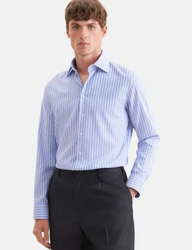 Slim Business Hemd Gestreift Blau 37 - Seidensticker - FashionsVida