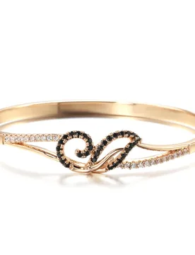Trendy European American Women Bangle Copper Gold Color Plated Two Tone Zircon Rose Gold Color Bracelet Minimalist - Aliexpress - FashionsVida