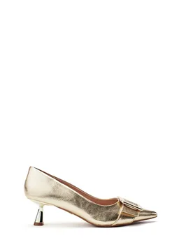 Women's 'Ghiselle' Porvair Court Shoes in Gold Size: 8 - Gold - Size: 8 - Moda in Pelle - FashionsVida