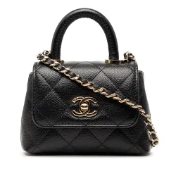 Nano Quilted Caviar Coco Top Handle Bag