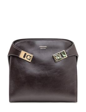 Elegant Leather Handbag with Gold Buckle