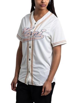 Varsity Pinstripe Baseball Tee White / White S Damen