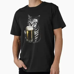 Funny Cats Meme Gift T shirt for beer lover 100% cotton O-Neck Short Sleeve Graphic clothes All size tee S-6XL