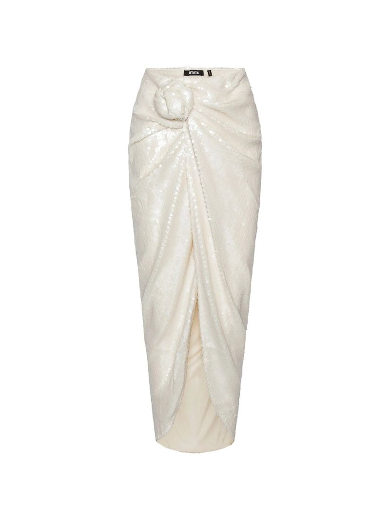Sequin Midi Skirt with Knot Front (Size 34)