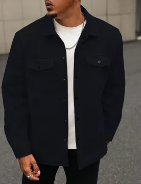 Chaqueta casual de manga larga con botones a presión para hombres de talla grande, otoño - Shein - FashionsVida