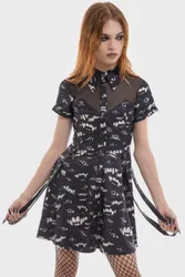 Gothic Kurzes Kleid - The Lost Boys - Hex-Cellent Mini Dress - XS bis XXL - für Damen - Größe XL - schwarz/weiß - Frauen - female