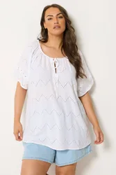 Women's Broderie Anglaise Scallop Blouse in White Size: 20 - White - Size: 20