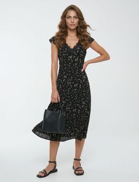 Abito maxi in viscosa a pois - multicolor