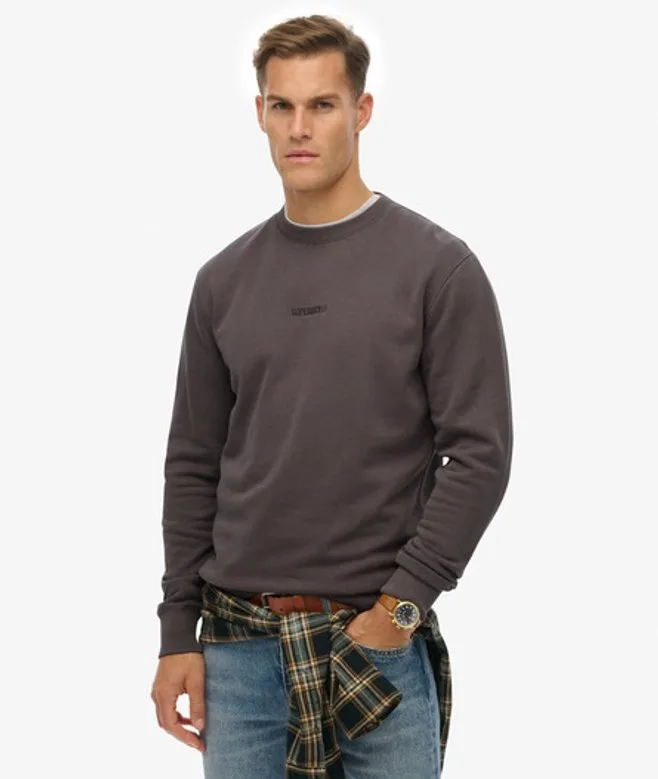 Superdry Herren Micro Rundhals-sweatshirt mit Logo Navy - Größe: S - 74.99 - FashionsVida