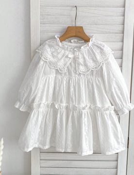 Vestido de princesa con cuello de encaje para niñas, para primavera y otoño