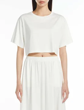 T-shirt cropped color avorio MM in modal e cotone - Max Mara - FashionsVida