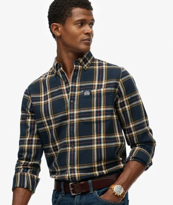 Superdry Herren Langärmliges Baumwoll-holzfällerhemd Navy - Größe: M - 74.99 - FashionsVida
