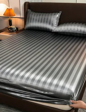 Piezas Juego de Ropa de Cama de Satén de Lujo, Juego de Ropa de Cama, Juego de Sábanas, Juego de Cubrecamas, Protector de Colchón a Prueba de Polvo - Shein - FashionsVida