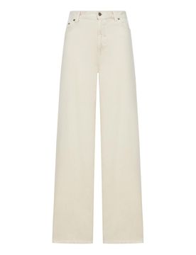Jeans a gamba larga in denim di cotone