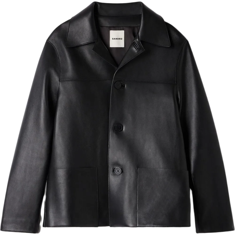 Cazadora de hombre recta de piel de cordero - sandro - FashionsVida