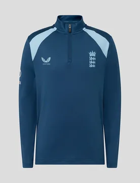 England Cricket Junior 26/27 Training Midlayer Top BLUE JXL Unisex - Castore - FashionsVida